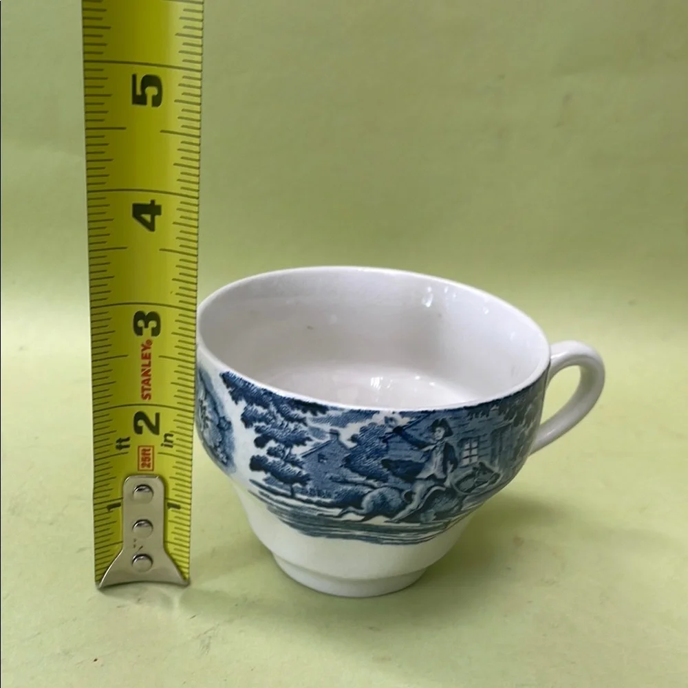 Vintage blue/white Liberty Blue fine china tea cup with saucer set of 4